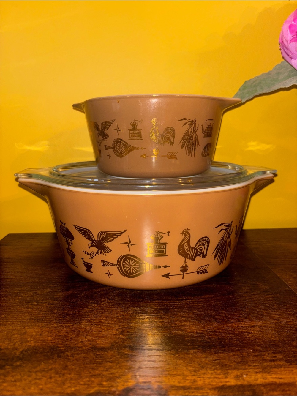 Pyrex Early American 22karat Gold dishes